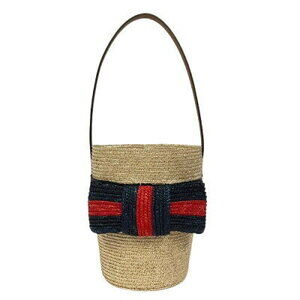 Gucci Web Stripe Straw Bucket Bag